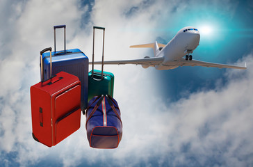 a  travel bags with Luggage as a symbol of travel 

and tourism concept