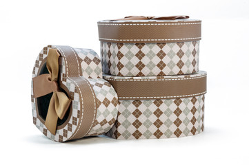 Gift packaging in the form of hearts on a white background