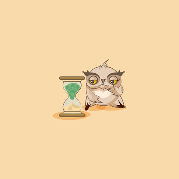 howlet sticker emoticon sits at hourglass