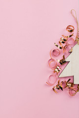 Christmas and New Year's Day festive decoration. Flat lay.