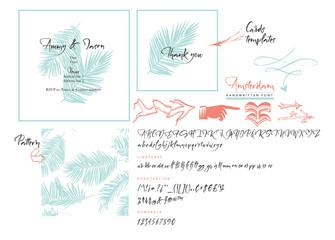 Handwritten brush font, wedding cards templates