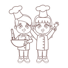Chefs kids cartoon brown lines