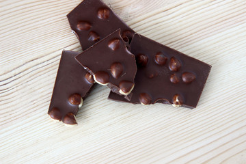 chocolate on wooden background