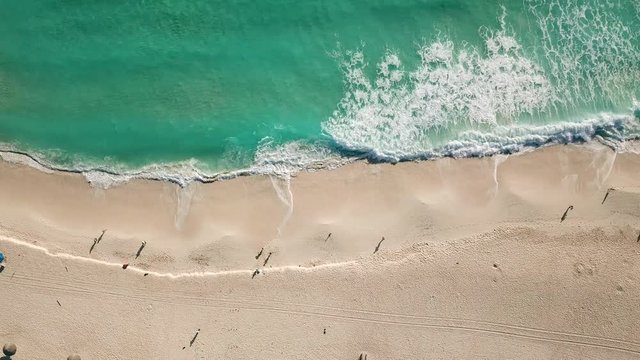 Sea Aerial view. The color of the water and beautifully bright. Azure beach. Top view aerial photo from flying drone of an amazingly beautiful sea landscape.