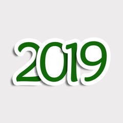2019 Happy new year celebration green text graphics