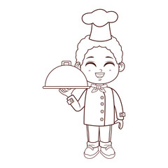 Chef boy cartoon brown lines