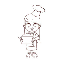 Chef girl cartoon brown lines