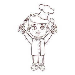 Chef boy cartoon brown lines