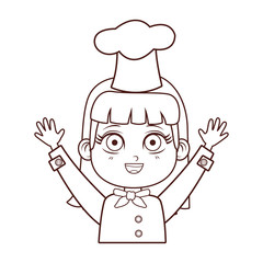 Chef girl cartoon brown lines