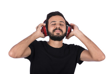 music listener with closed eyes