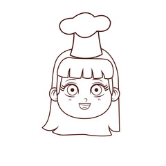 Chef kid smiling face brown lines