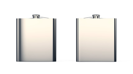 Steel Flask 3d Illustration Isolated Two Side