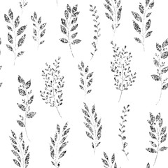 Silver glitter, floral element on white background