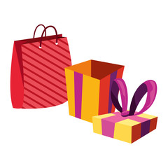gift box and bag on white background