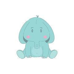 Cute vector illustration with elephant baby for baby wear and invitation card.
