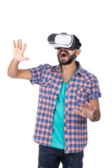 VR glasses player amazed