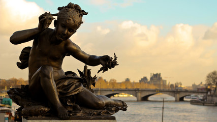 Paris France Pont Alexandre III Bridge statues of cherubs