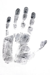 Hand print for identification purposes.