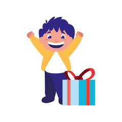 happy boy with gift box celebration