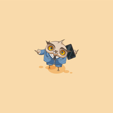 owl in business suit with smart phone