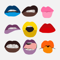 Fototapeta na wymiar set of lips for fashion, animation, flat design