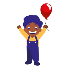 happy boy holding balloon decoration