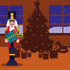 christmas nutcracker and tree gifts in the home