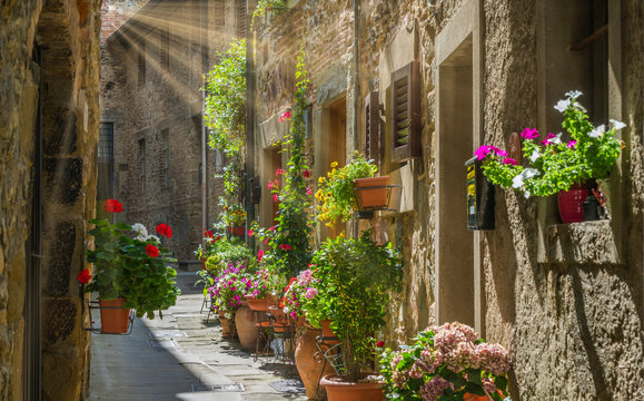 Fototapeta Scenic sight in Anghiari, in the Province of Arezzo, Tuscany, Italy.