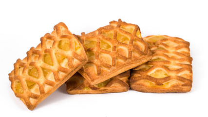 Puff pastry with pineapple on white background isolated