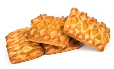 Puff pastry with pineapple on white background isolated