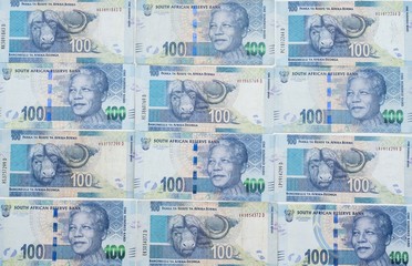 south african bank notes on the white background