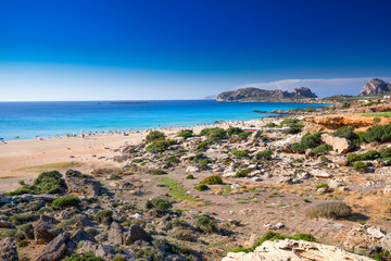 Falassarna beach on Crete island with azure clear water, Greece, Europe