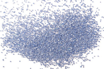Obraz premium Blue crystal sugar sprinkles for cake, ice cream and pastries isolated on white background, top view