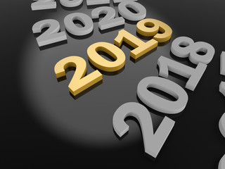 3D render - 2019 golden year concept