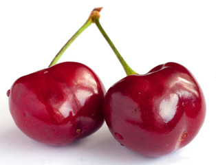 two cherries isolated on white