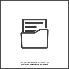Vector icon of the archive document. Document in the folder. Business report on white isolated background. Layers grouped for easy editing illustration. For your design.