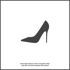 Vector icon of a shoe. Women's high-heeled shoes on white isolated background. Layers grouped for easy editing illustration. For your design.