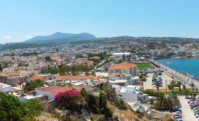 Fototapeta na wymiar Aerial panoramic view on city of Rethimno, Crete island, Greece