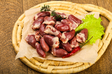 Raw chicken hearts