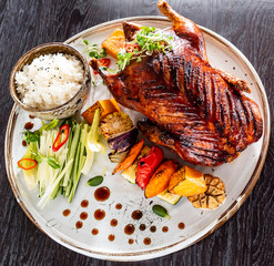 Christmas roasted duck with vegetables