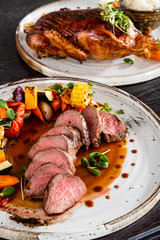 roast beef on the Christmas table