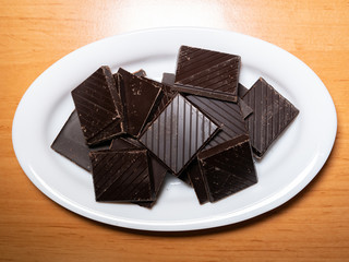 Top view of chocolate in a plate