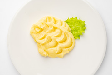 mashed potato on the white plate