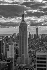 New York city skyline, black and white, United States of America