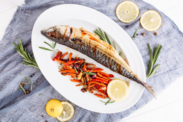 Cooked Grilled Mackerel Scomber Healthy Fish
