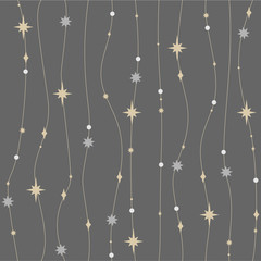 Holiday background, seamless magic pattern with stars. Vector illustration
