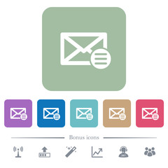 Mail options flat icons on color rounded square backgrounds