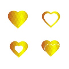 Geomatric hearts love vector icon. Heart icon set vector..Golden low poly style. - Vector