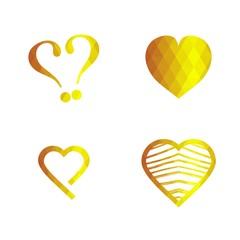 Geomatric hearts love vector icon. Heart icon set vector..Golden low poly style. - Vector