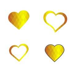 Geomatric hearts love vector icon. Heart icon set vector..Golden low poly style. - Vector